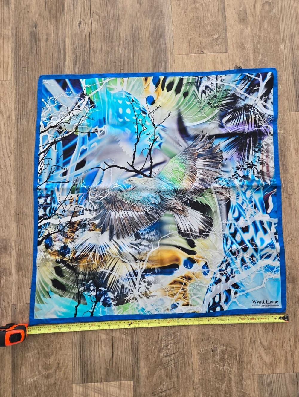 Wyatt Layne Blue Multi Bird Print Silk Scarf